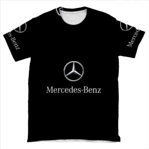 Best Quality - Mercedes Benz Potrait Logo Silver Grey AOP T-shirt Tee