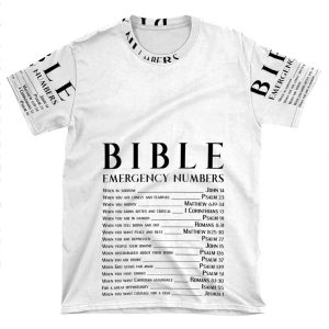 Bible Emergency Numbers AOP T-shirt Tee