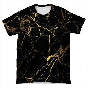 Black And Gold Marble Iphone AOP T-shirt Tee