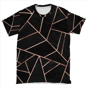 Black And Rose Gold AOP T-shirt Tee