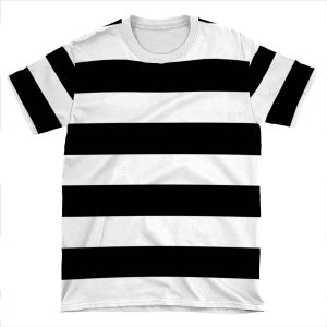 Black And White Big Stripe AOP T-shirt Tee