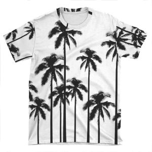 Black And White Exotic Tropical Palm Trees AOP T-shirt Tee