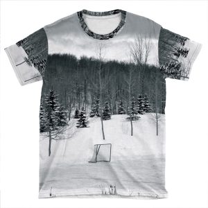 Black And White Pond Hockey AOP T-shirt Tee