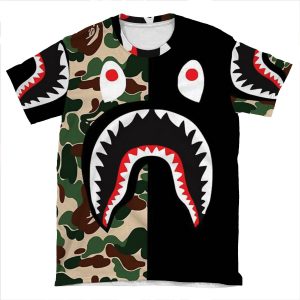 Black Bape Camo Shark AOP T-shirt Tee