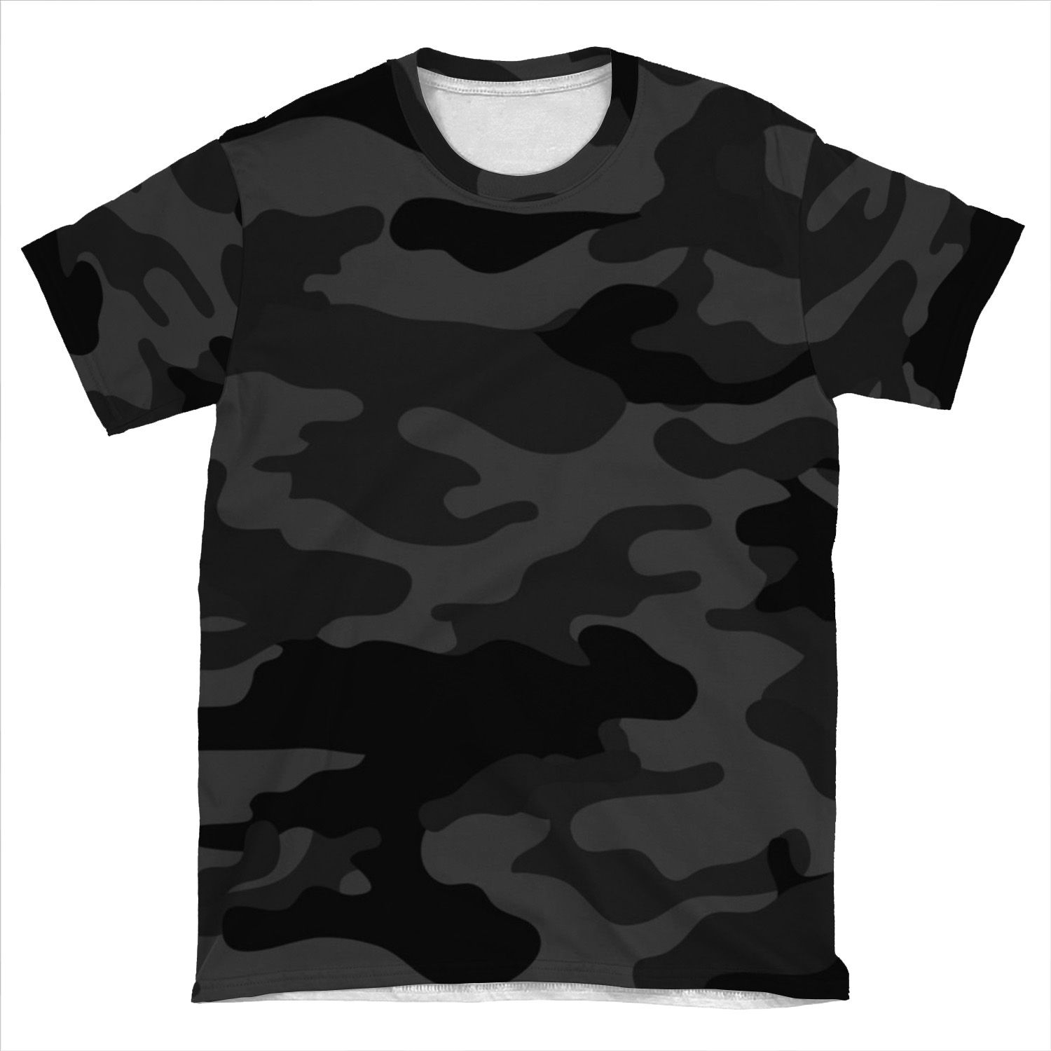 Black Camouflage Pattern AOP T-shirt Tee