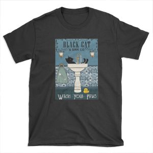 Black Cats wash your paws T-shirt Tee