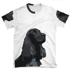 Black Cocker Spaniel Illustration @ Pets Illustrated AOP T-shirt Tee