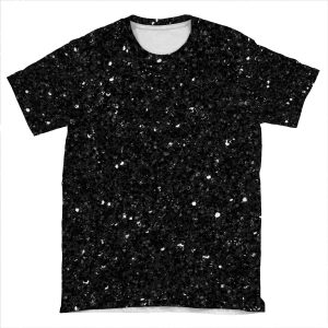 Black Glitter Print AOP T-shirt Tee
