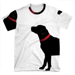 Black Labrador With Red Collar AOP T-shirt Tee