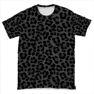 Black Leopard Print AOP T-shirt Tee