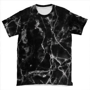 Black Marble Pattern AOP T-shirt Tee