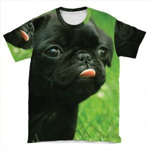 Black Pug AOP T-shirt Tee