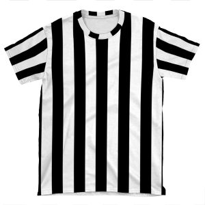 Black White Stripe Bedspread AOP T-shirt Tee