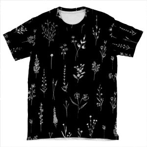 Black Wildflowers AOP T-shirt Tee
