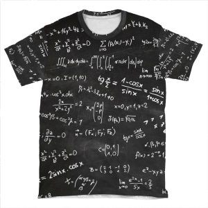 Blackboard With Numbers Math Formulas Mathematics Equations AOP T-shirt Tee