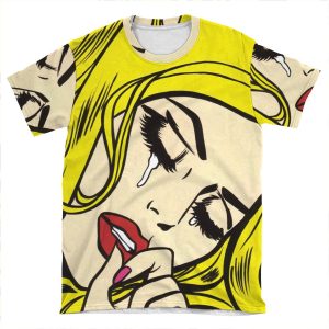 Blonde Crying Comic Girl AOP T-shirt Tee