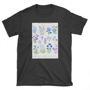 blue and purple flower collection watercolor T-shirt Tee