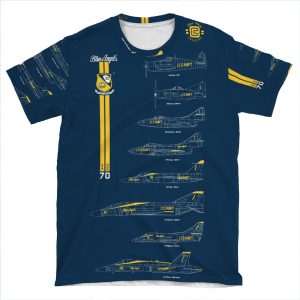Blue Angels Chronology Blueprint AOP T-shirt Tee