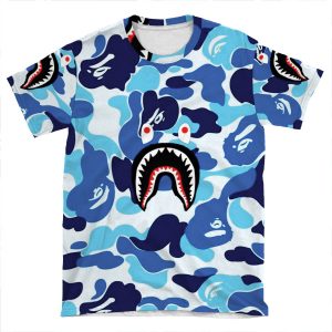 Blue Bape Shark AOP T-shirt Tee