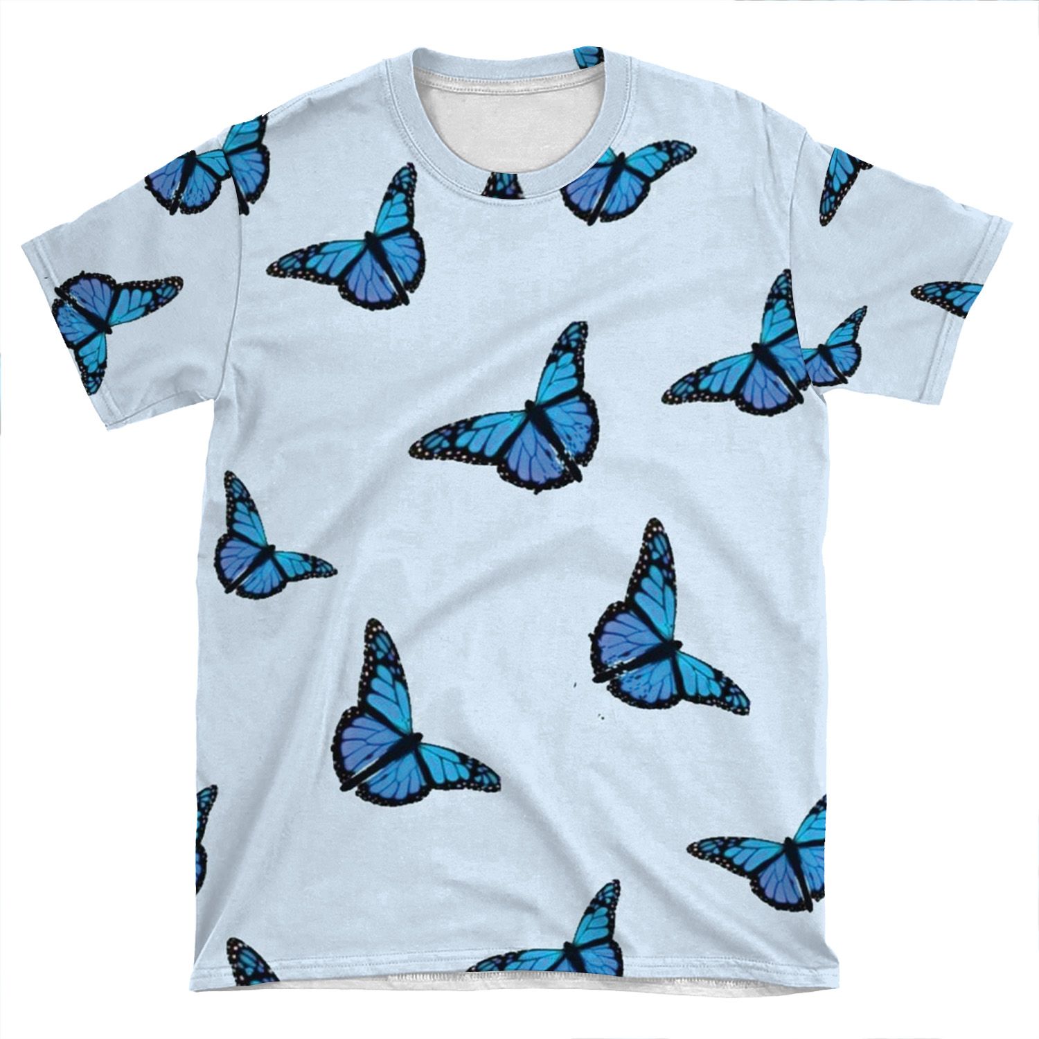 Blue Butterfly Pattern 2 AOP T-shirt Tee