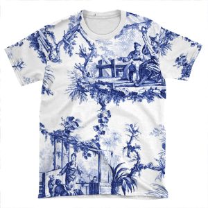 Blue Chinoiserie Toile AOP T-shirt Tee