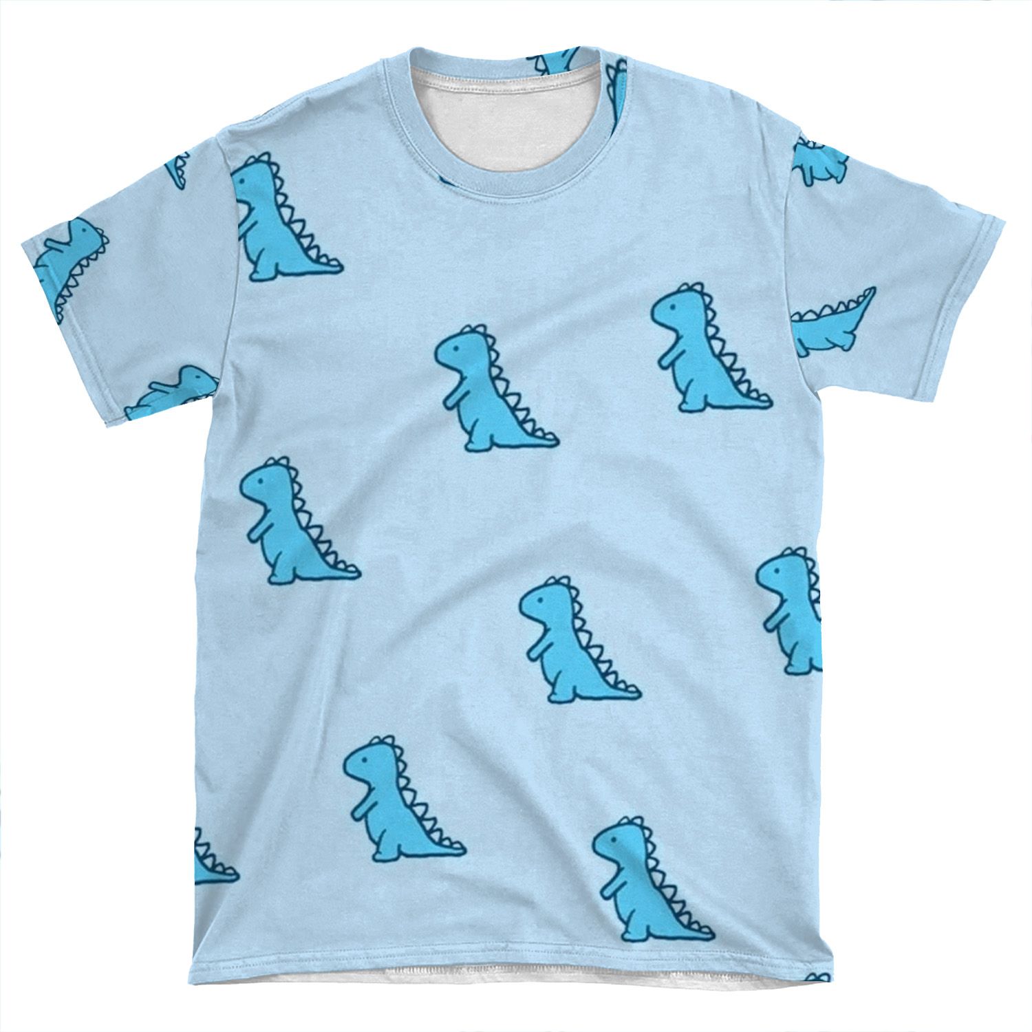 Blue,Dino,Aesthetic,Cute,Case AOP T-shirt Tee