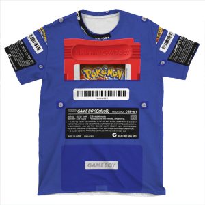 Blue Gameboy Color Back - Red Cartridge AOP T-shirt Tee