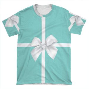 Blue Gift Box White Bow AOP T-shirt Tee