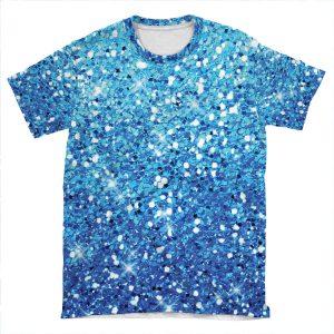 Blue Glitters Sparkles Texture AOP T-shirt Tee