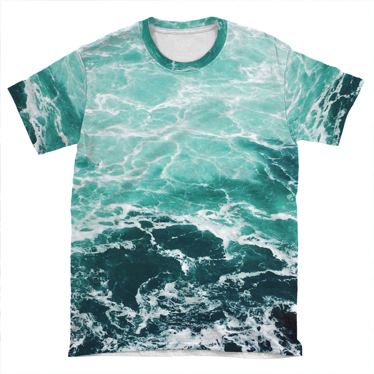 Blue Ocean Summer Beach Waves AOP T-shirt Tee