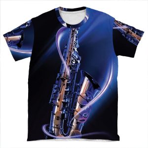 Blue Saxophone AOP T-shirt Tee