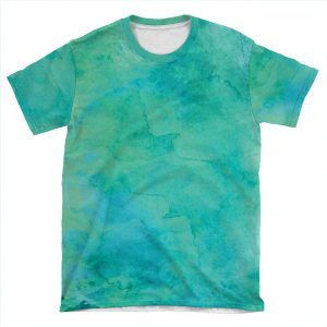 Blue Teal Turquoise Watercolor Background AOP T-shirt Tee