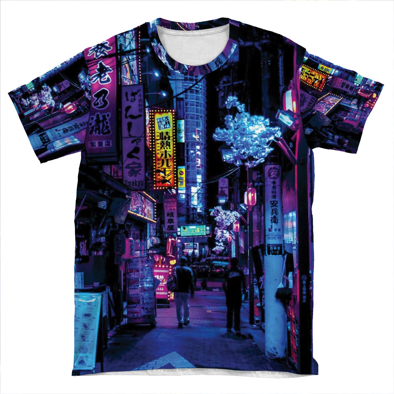 Blue Tokyo Alleys AOP T-shirt Tee