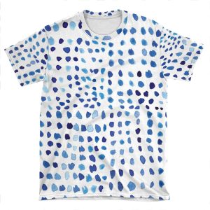 Blue Watercolor Dots AOP T-shirt Tee