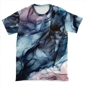 Blush And Darkness Abstract Alcohol Ink Painting AOP T-shirt Tee