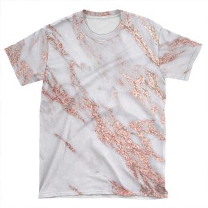 Blush Pink Rose Gold Marble AOP T-shirt Tee