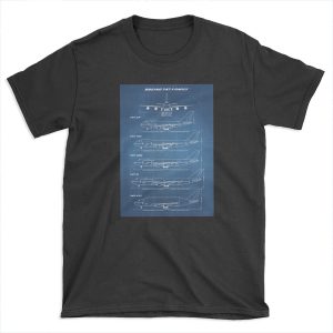 Boeing 747 Family Blueprint (light blue) T-shirt Tee