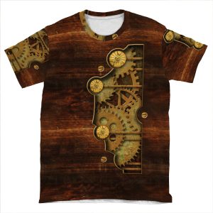 Brass And Old Wood Steampunk Cover AOP T-shirt Tee