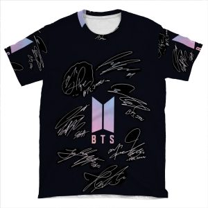 Bts - Logo With New Signatures 2020 (Colorful) AOP T-shirt Tee
