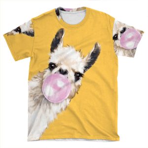Bubble Gum Sneaky Llama In Mustard Yellow AOP T-shirt Tee