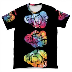 Buddhas: See No, Hear No, Speak No Evil (Vertical) AOP T-shirt Tee