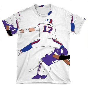 Buffalo Bills Josh Allen Hurdle AOP T-shirt Tee