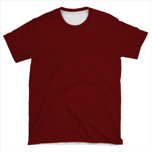 Burgundy Red Solid Color Decor AOP T-shirt Tee