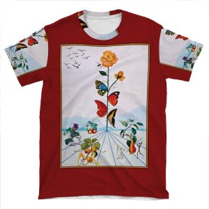 Butterfly Rose : Vintage Abstract Dali Painting Print AOP T-shirt Tee