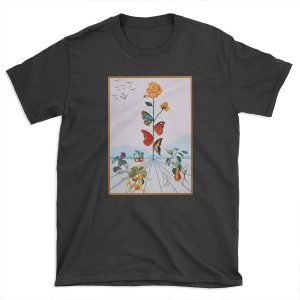 BUTTERFLY ROSE : Vintage Abstract Dali Painting Print T-shirt Tee