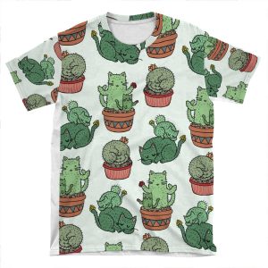 Cactus Cats AOP T-shirt Tee
