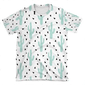 Cactus - Modern Minimal Pattern Print Triangles Geometric Trendy Hipster Coachella Festival AOP T-shirt Tee