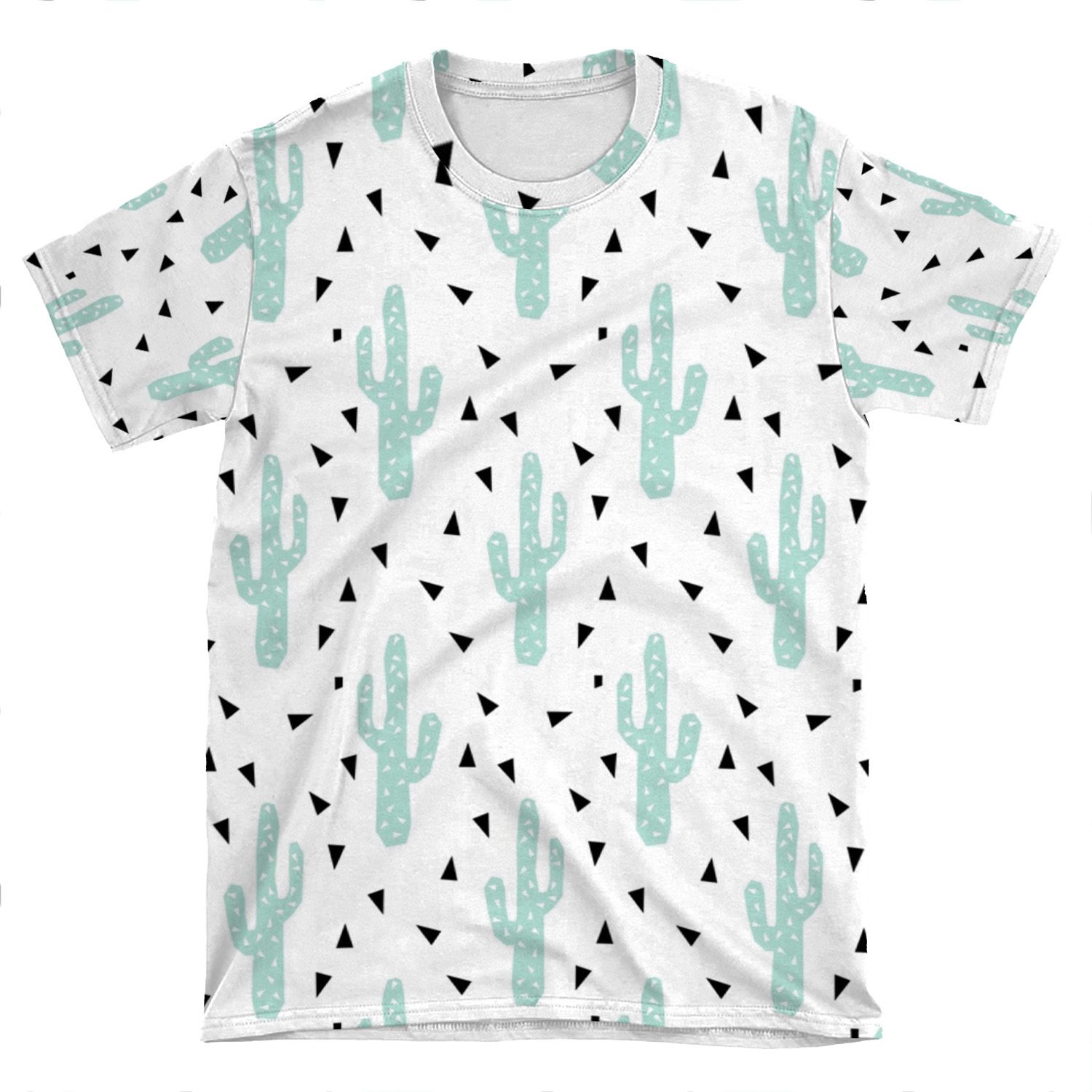 Cactus - Modern Minimal Pattern Print Triangles Geometric Trendy Hipster Coachella Festival AOP T-shirt Tee