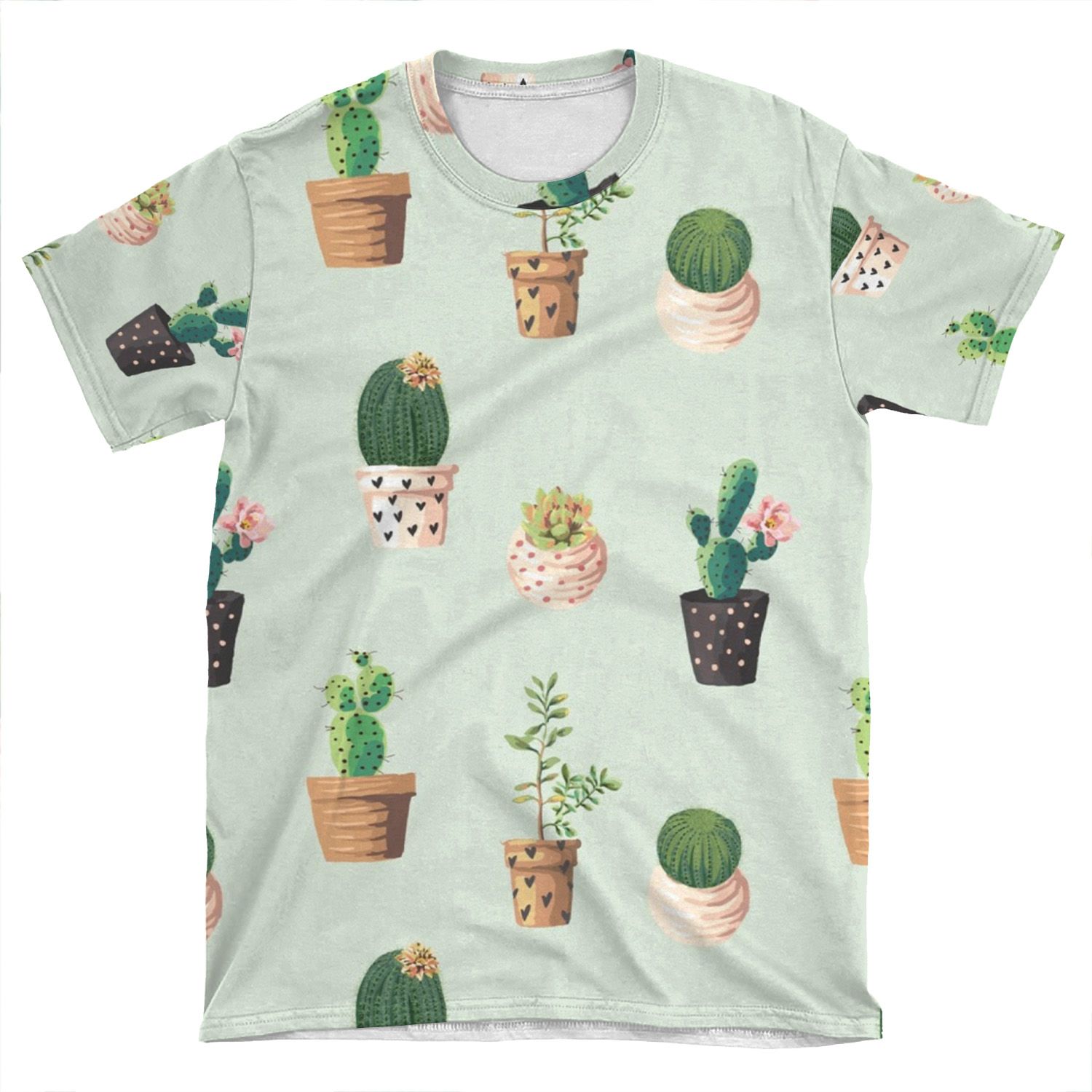 Cactus Pattern AOP T-shirt Tee