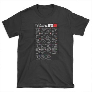 Calendar Formula race cars 2021 named circuits T-shirt Tee